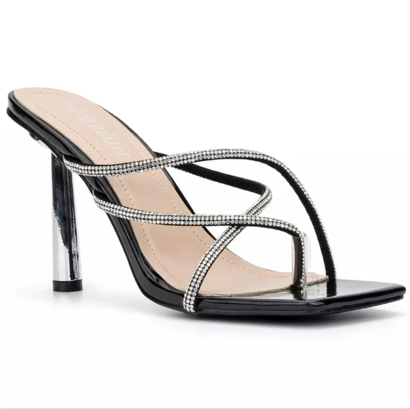 Olivia Miller Margot Strappy Heel Sandals Black 8 - Picture 1 of 4